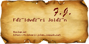 Földvári Jolán névjegykártya
