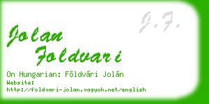jolan foldvari business card
